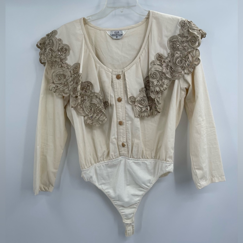 Loraine Wardy cowgirl vintage ivory western wear bodysuit size large